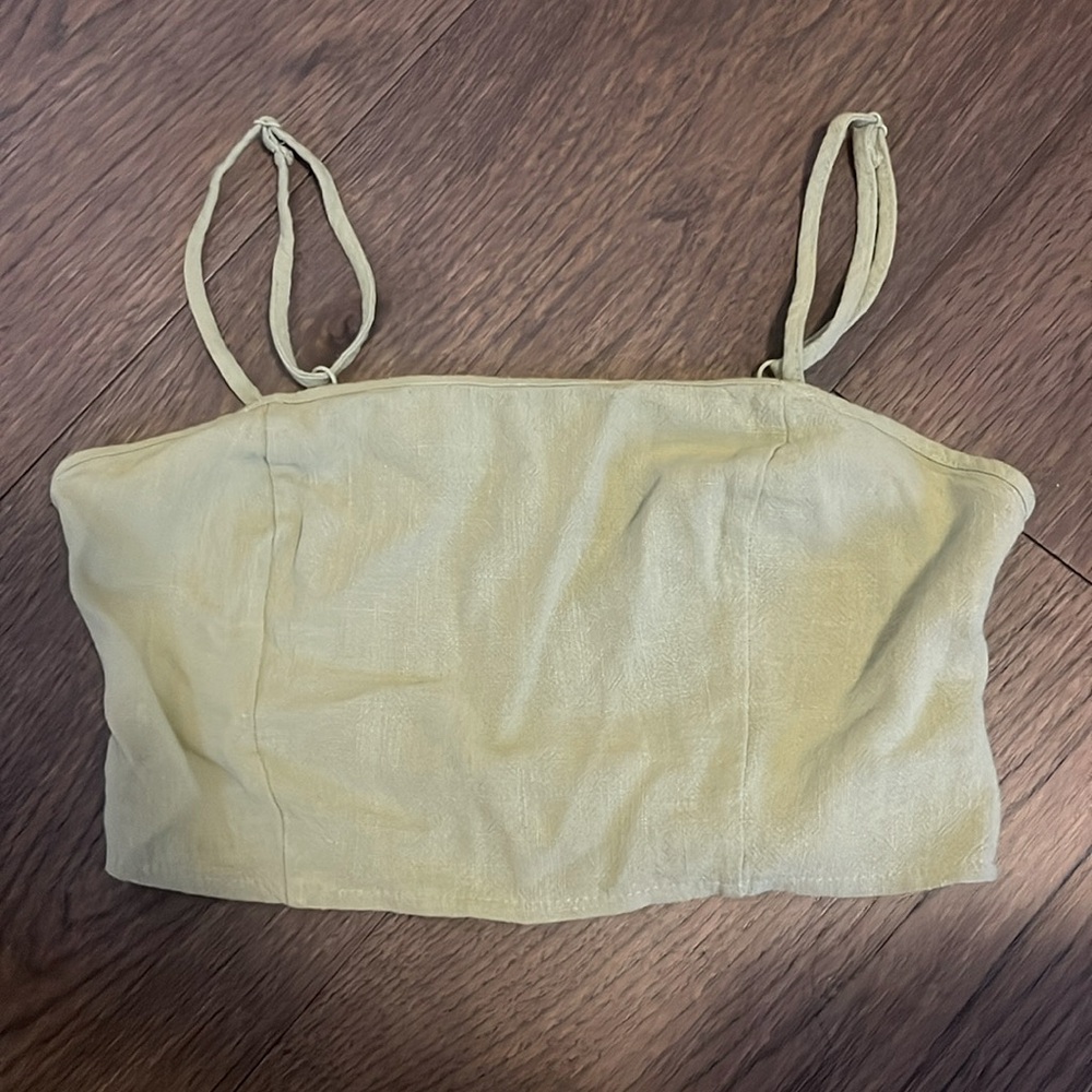 PacSun Kendal & Kylee XS sage green cropped open back top